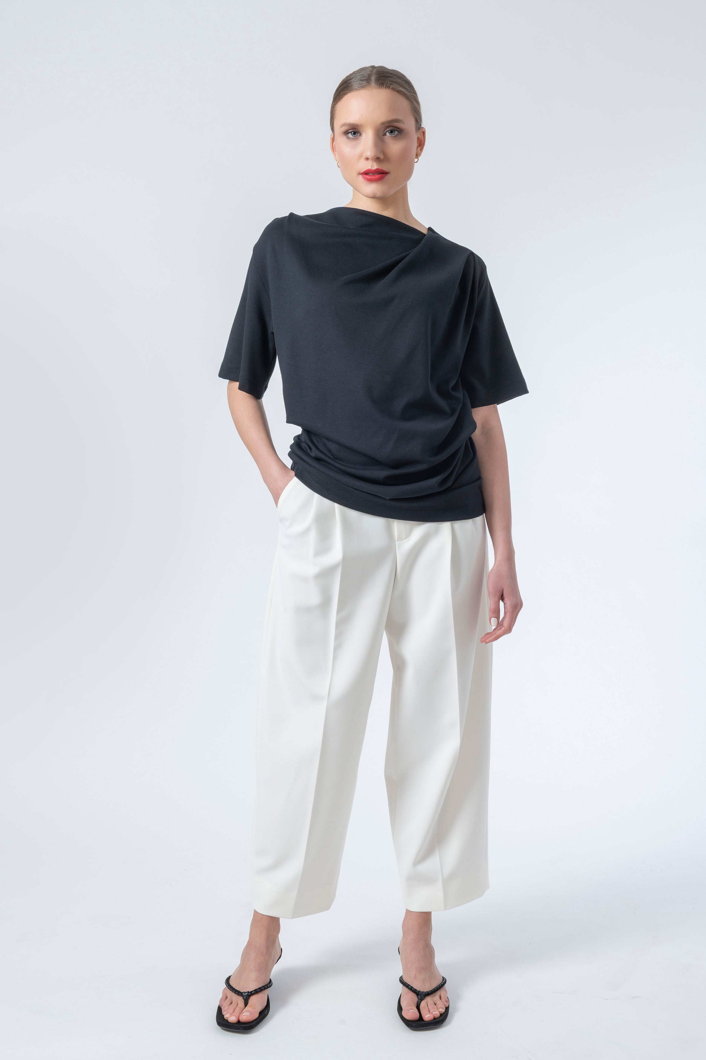 Shirt Code 003 drape Detail - Black