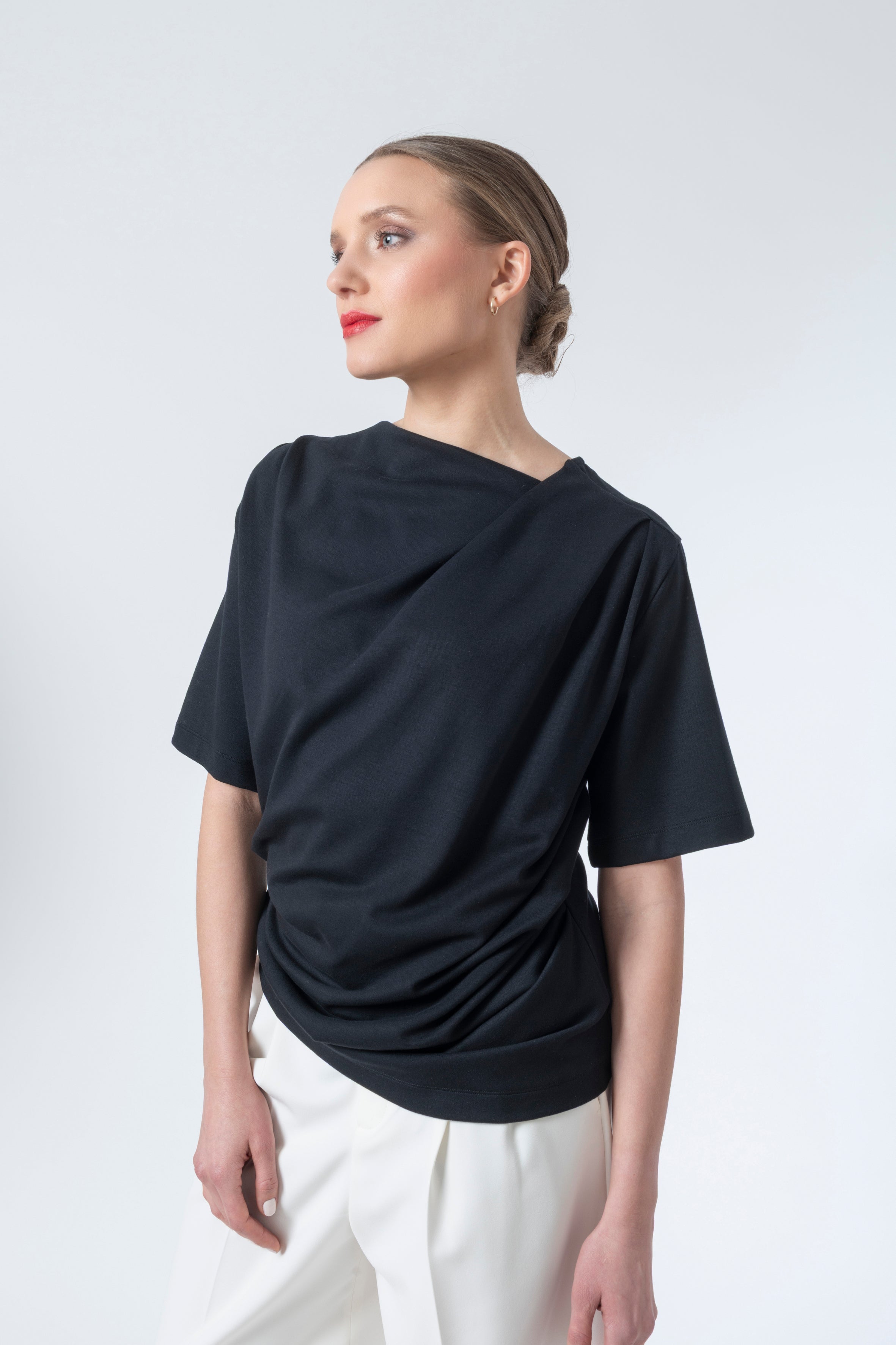 Shirt Code 003 drape Detail - Black