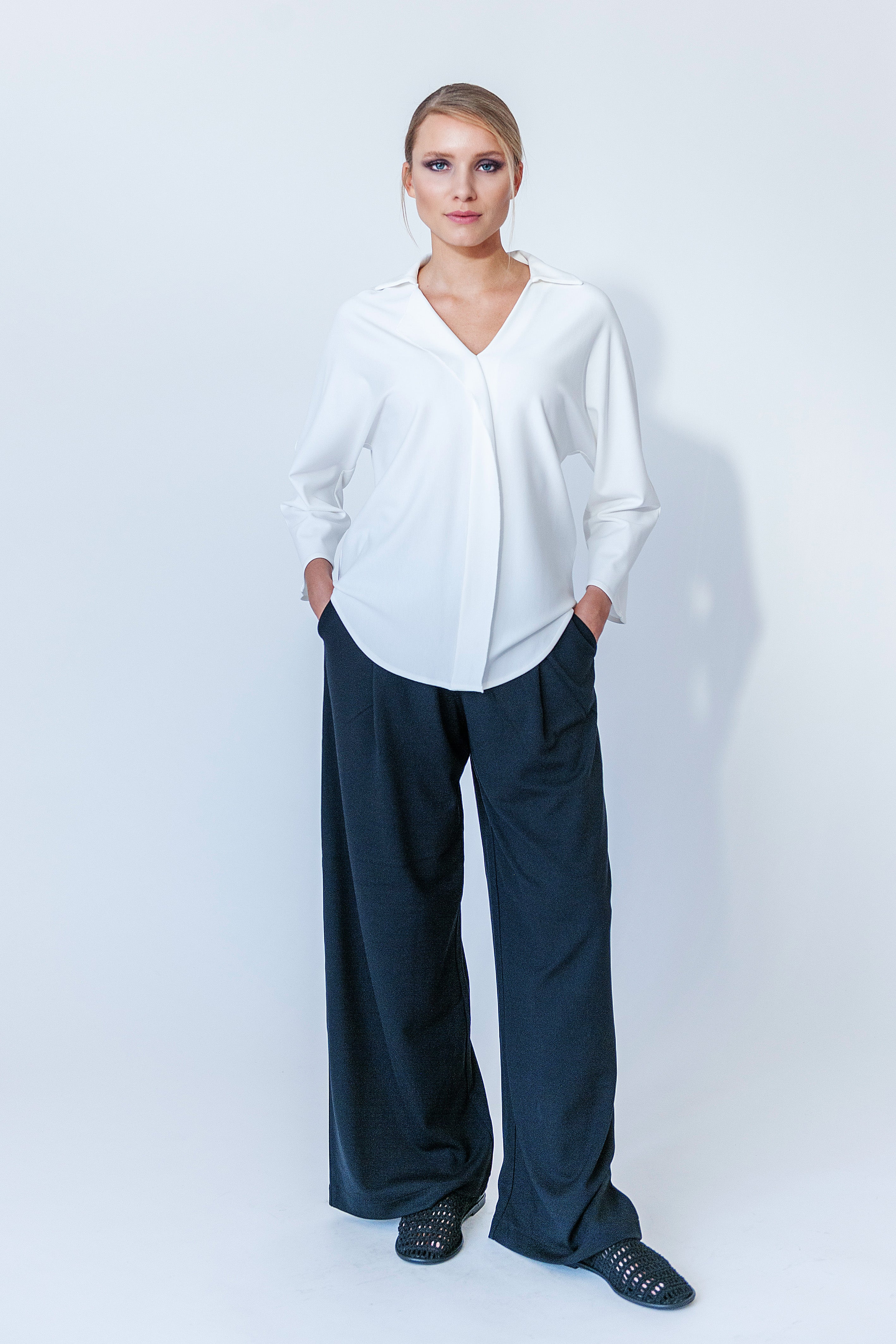 Bluse folded front Code 124 OFF WHITE