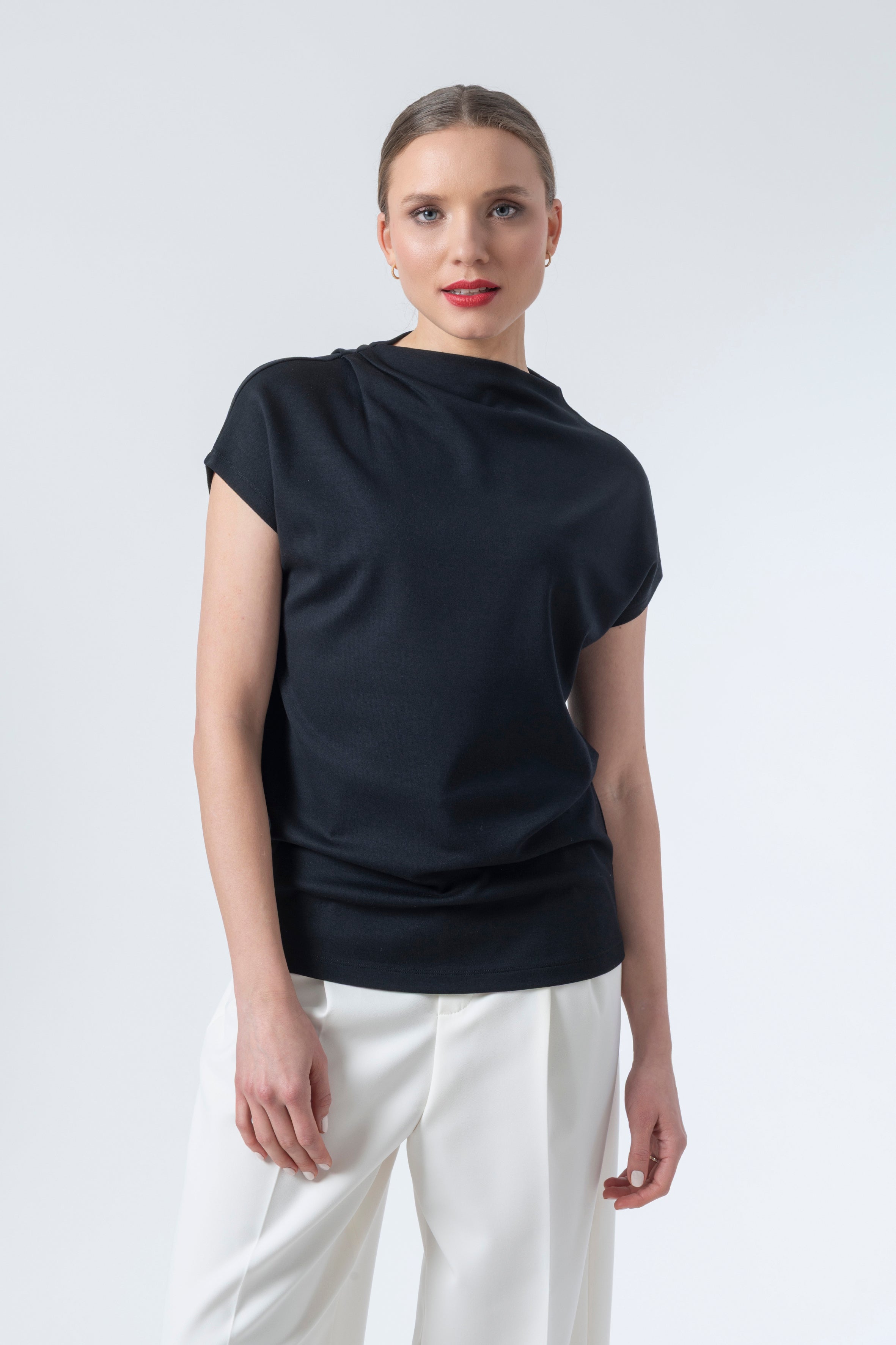 Shirt Code 152 asymetric Collar Black