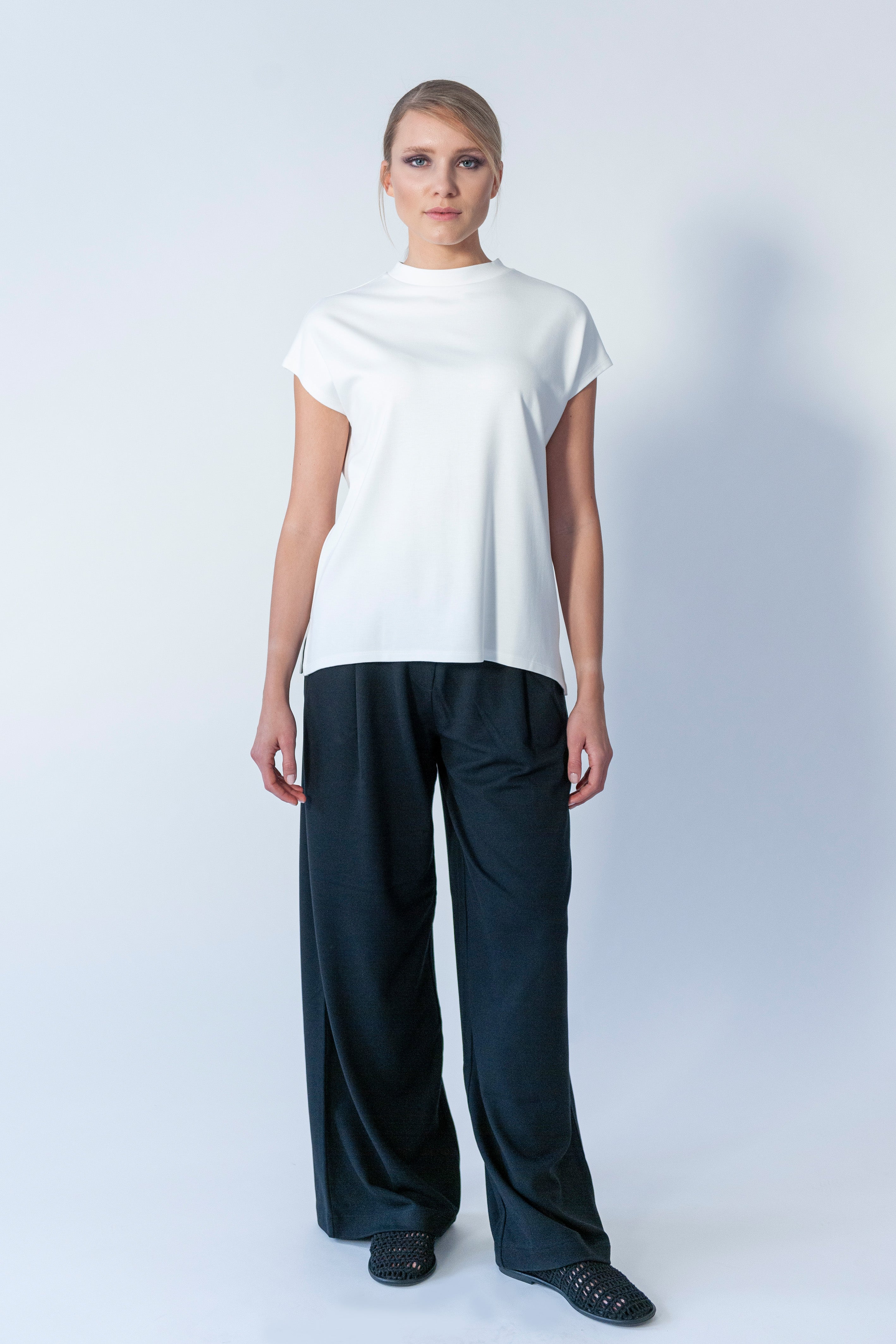 Pants Baggy inverted Pleat Code 129 BLACK
