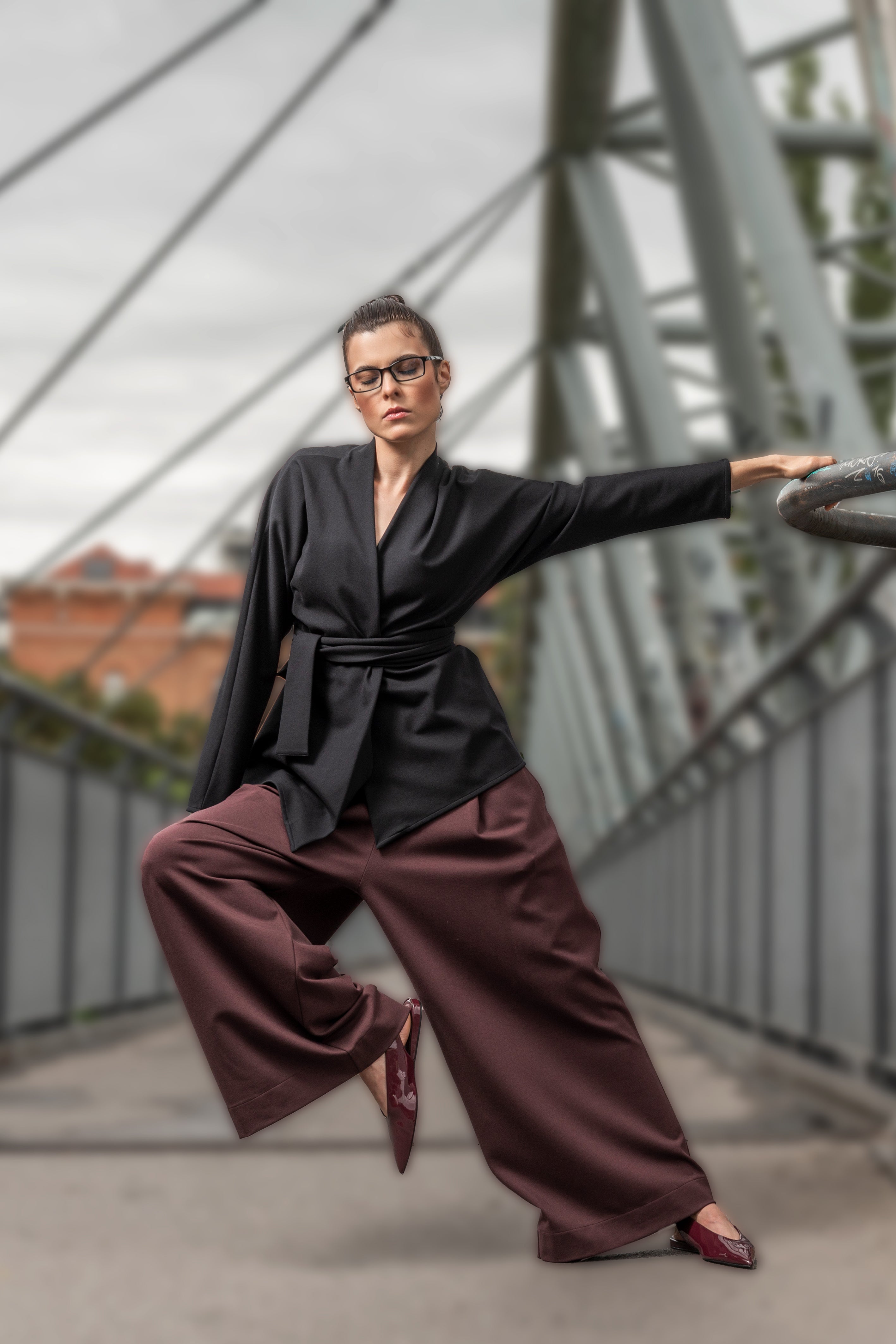 Wide pleated trousers Code 87 Bitterchoclate