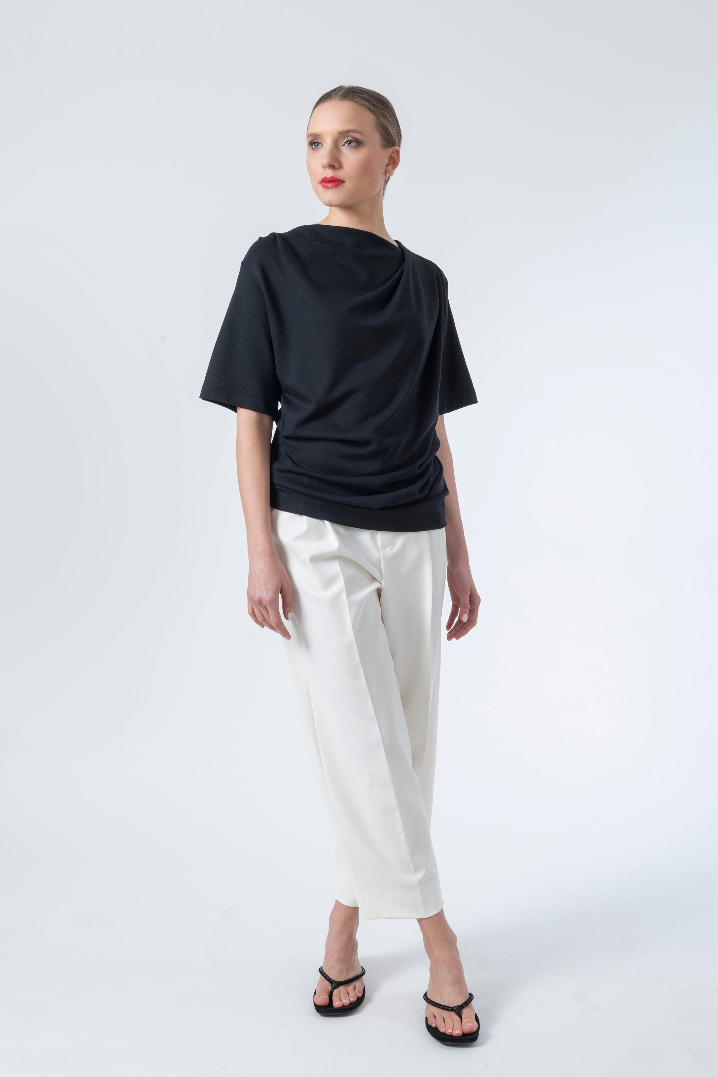 Shirt Code 003 drape Detail - Black