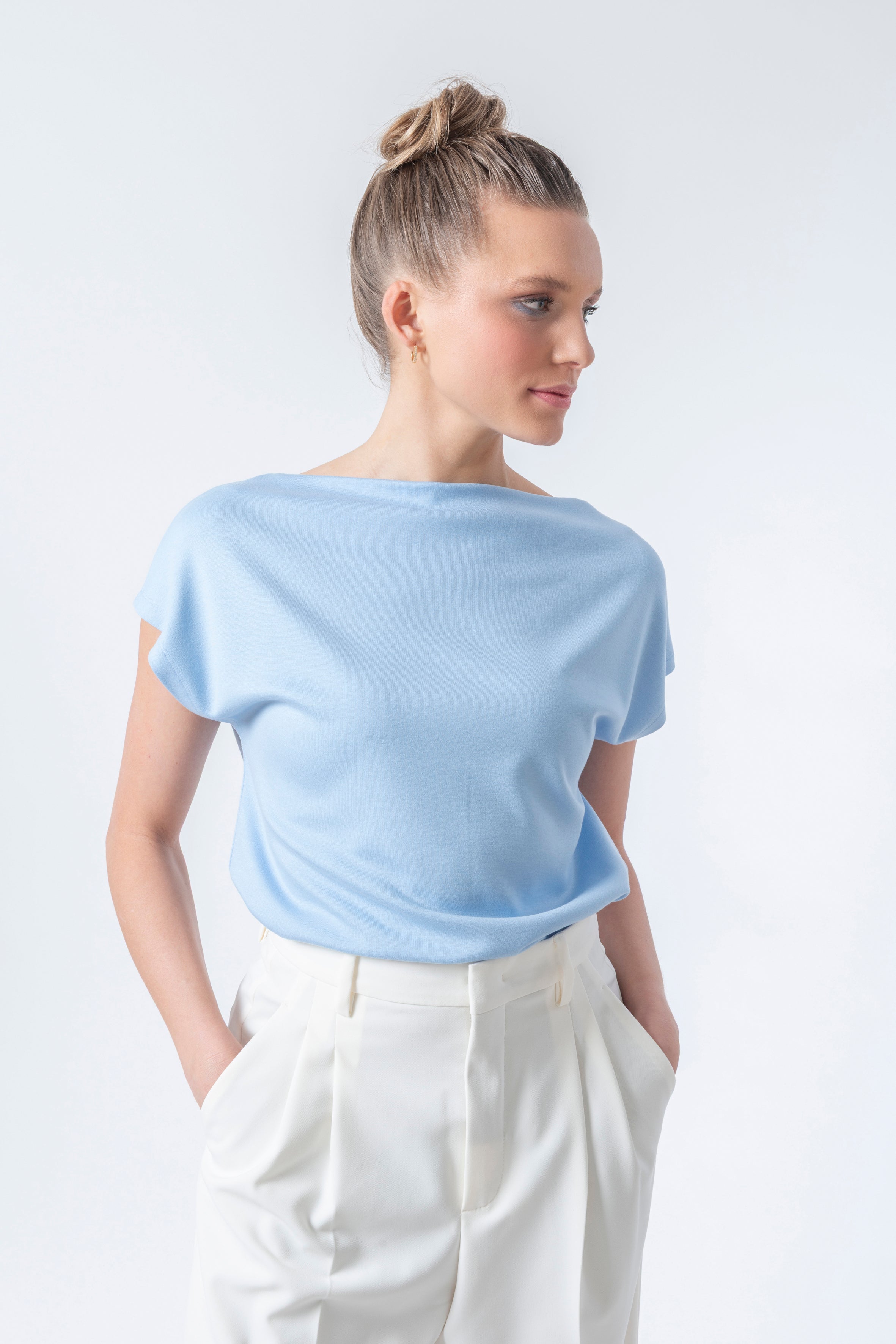 Shirt draped Shoulder Code 132a  Sky Blue
