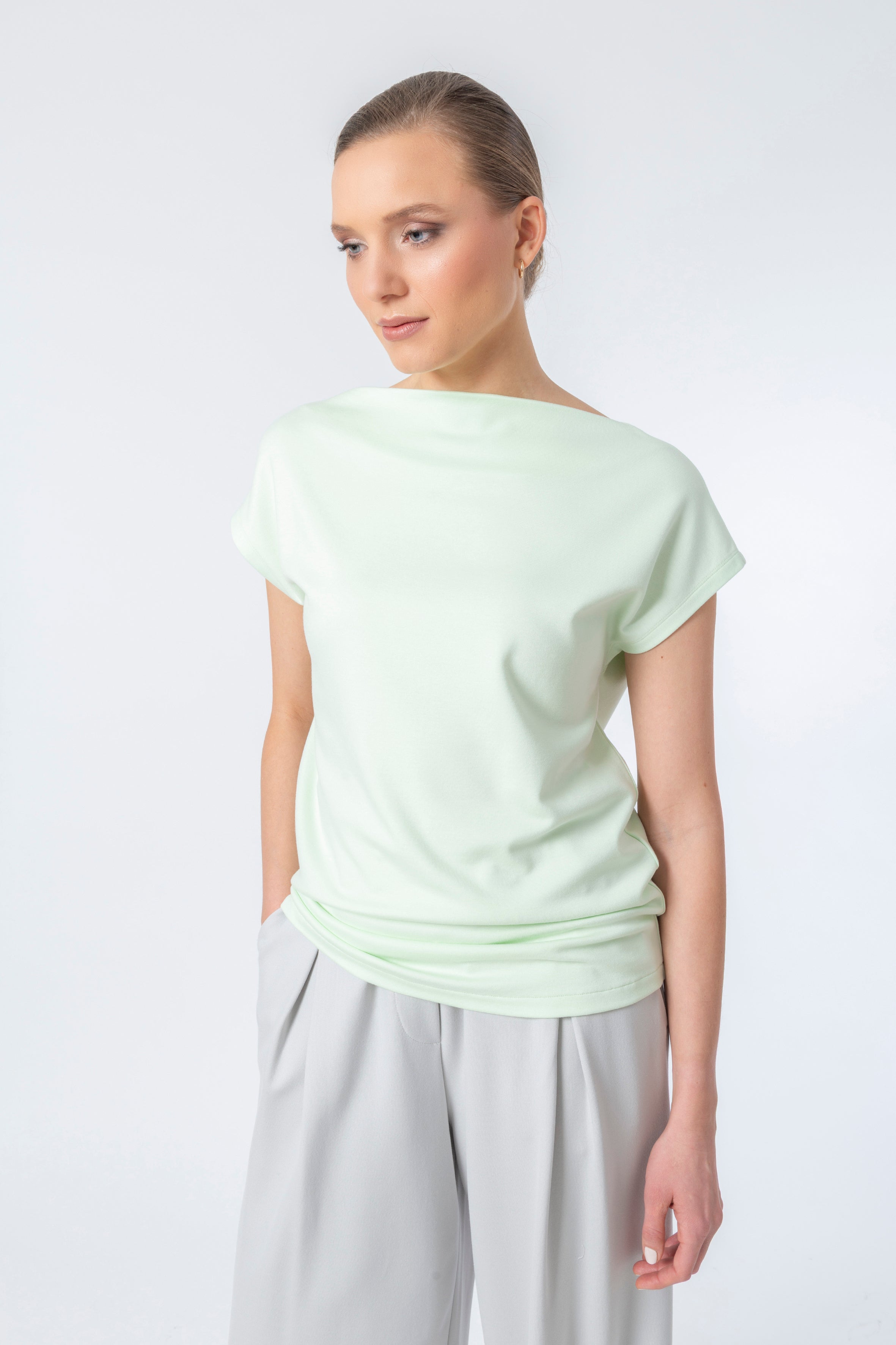 Shirt draped Shoulder Code 132a  Matcha