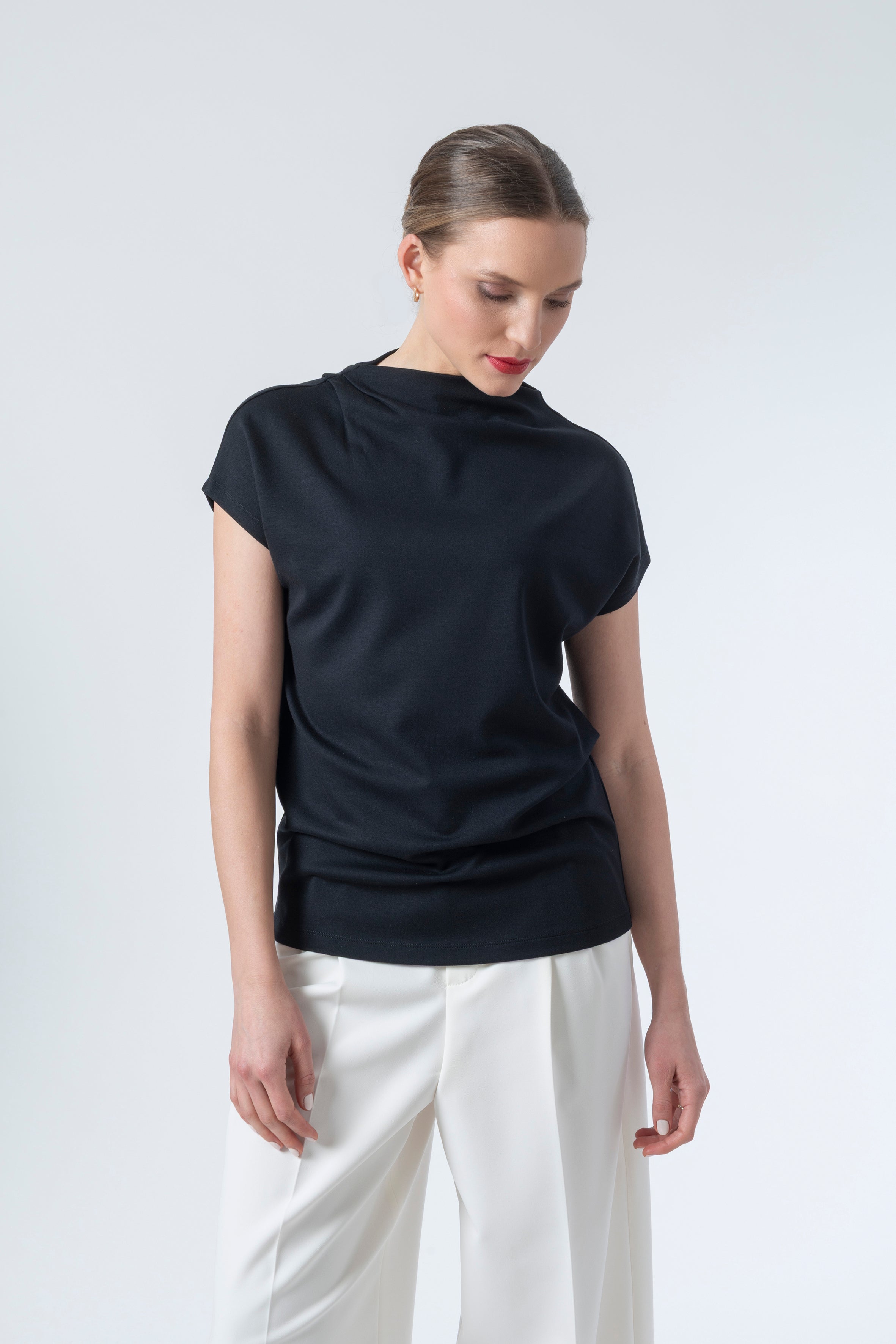 Shirt Code 152 asymetric Collar Black