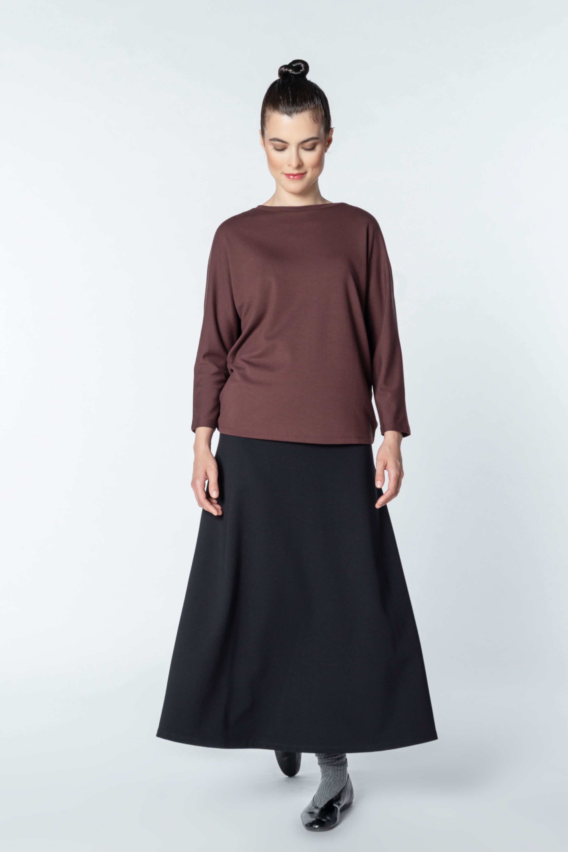Bat Sleeve Shirt 3/4 Code 15_1 Bitterchocolate