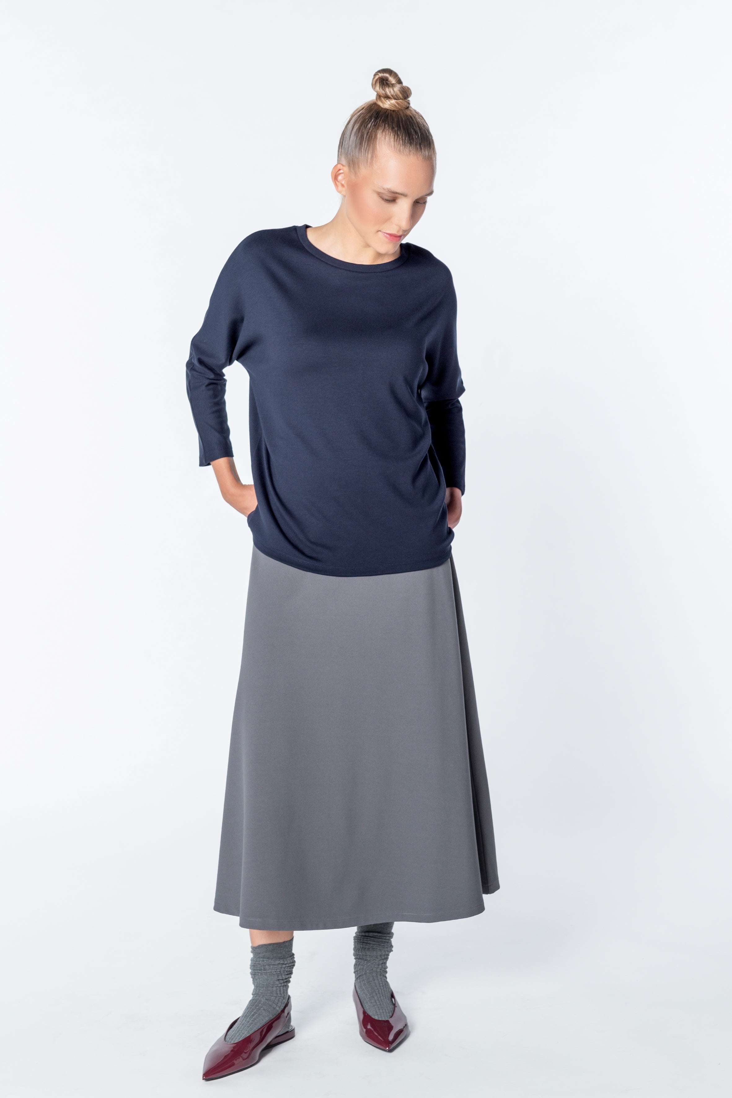 Bat Sleeve Shirt 3/4 Code 15_1 Navy