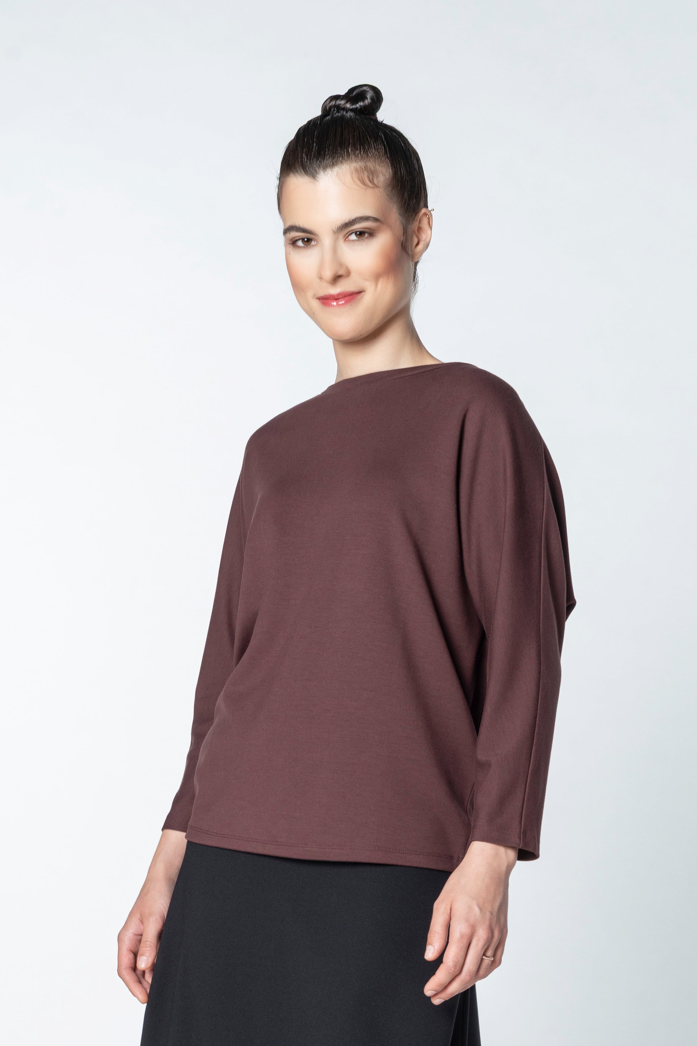 Bat Sleeve Shirt 3/4 Code 15_1 Bitterchocolate